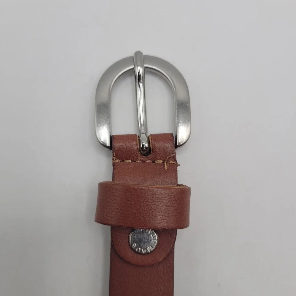 Gennaro Di Palma Belt Women Small Brown Leather Silver Buckle Minimalist Casual